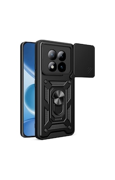 Xiaomi Redmi Note 15 Pro Plus Kılıf Magnetik Standlı Kamera Korumalı Zore Sürgülü Vega Kapak Xiaomi Redmi Note 15 Pro Plus Zore - Siyah