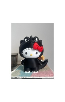 Godzilla X Hello Kitty Temalı 3d Baskı Dekoratif Figür Siyah Tasarım Biblo Godzilla X Hello Kitty Temalı 3d Baskı Dekoratif Figür Siyah Tasarım Biblo