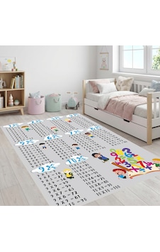 Çocuk Bebek Halısı Çarpım Tablosu Eğitici Oyun Halısı Gri Halı Yıkanabilir Kaymaz Taban