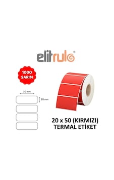 Elitrulo Barkod Etiketi 20x50 Termal Kırmızı - 1000 Adet Elitrulo Barkod Etiketi 20x50 Termal Kırmızı - 1000 Adet