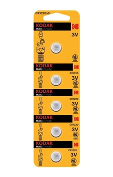 Kodak 30414389 Cr1220 Lityum Para Pil, 5 Adet, Gri Kodak 30414389 Cr1220 Lityum Para Pil, 5 Adet, Gri