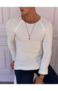 Modefendi Slim Fit Çelik Örme Açık Yaka Kazak Beyaz Modefendi Slim Fit Çelik Örme Açık Yaka Kazak Beyaz