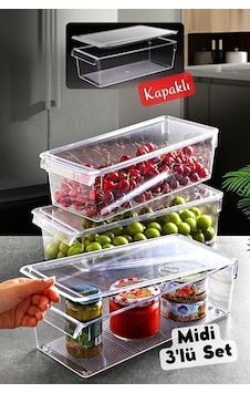 Hitfoni Orta Tall Clear Buzdolabı & Dolap Içi Düzenleyici Organizer 3 Adet