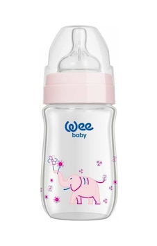Wee Baby 140 Cam Biberon Isıya Dayanıklı 180 Ml - Pembe Wee Baby 140 Cam Biberon Isıya Dayanıklı 180 Ml - Pembe