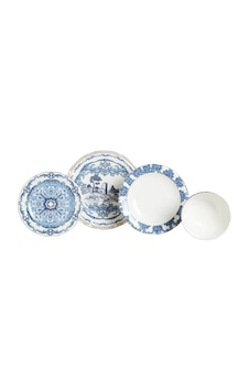 Lucky Art Florence 24 Parça Yemek Takımı Mavi - Beyaz Lucky Art Florence 24 Parça Yemek Takımı Mavi - Beyaz