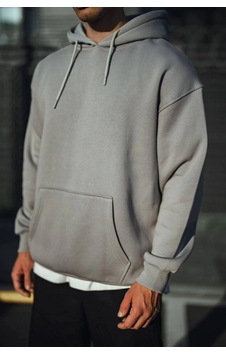 Zenna Tarz Üç İplik Penye Kapşonlu Basic Sweatshirt - Boyalı Gri Zenna Tarz Üç İplik Penye Kapşonlu Basic Sweatshirt - Boyalı Gri