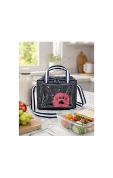 Çocuk Termal Okul Beslenme Çantası Şeffaf Cepli Peluş Aksesuarlı Omuz Askılı Lunch Bag Gri Çocuk Termal Okul Beslenme Çantası Şeffaf Cepli Peluş Aksesuarlı Omuz Askılı Lunch Bag Gri