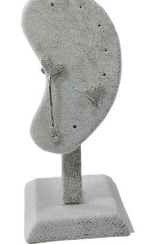 Earcuff Çelik Zirkon Taşlı Balina Kuyruğu Gümüş Renk Kıkırdak Küpe+küpe Gümüş