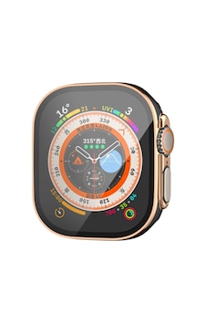 İos Uyumlu Ultra 49mm Legend Camlı Kasa Ekran Koruyucu - Siyah-gold