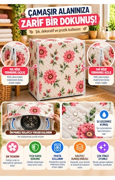Çiçek Desenli Çamaşır Makinesi Örtüsü Kapitone Fermuarlı Koruyucu Kılıf 63x58x84 Cm Pembe Beyaz Renk Çiçek Desenli Çamaşır Makinesi Örtüsü Kapitone Fermuarlı Koruyucu Kılıf 63x58x84 Cm Pembe Beyaz Renk