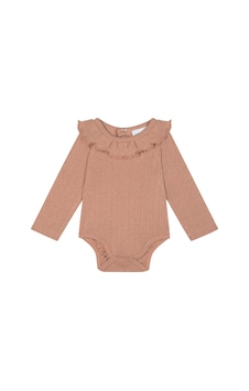 Antebies Organik Pembe Jakarlı Yakası Fırfırlı Çıtçıtlı Uzun Kollu Kız Bebek Body Antebies Organik Pembe Jakarlı Yakası Fırfırlı Çıtçıtlı Uzun Kollu Kız Bebek Body
