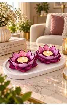 Lotus Harmonisi 2limumluk Tabaklı Set Pembe Lotus Harmonisi 2limumluk Tabaklı Set Pembe
