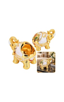 Sunup Sn-38892 Fil Figürlü Dekoratif Küllük Beyaz Gold İşlemeli Sürgülü Sunup Sn-38892 Fil Figürlü Dekoratif Küllük Beyaz Gold İşlemeli Sürgülü