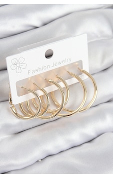 Pirinç Halka Model Gold Renk Kadın Set Küpe Çelik 30494769 Pirinç Halka Model Gold Renk Kadın Set Küpe Çelik 30494769