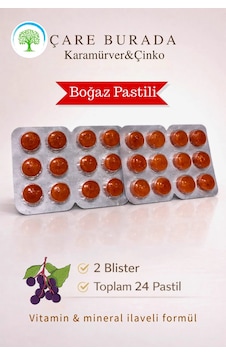 Çareburada Karamürver & Çinko Boğaz Pastili 24 Adet Çareburada Karamürver & Çinko Boğaz Pastili 24 Adet