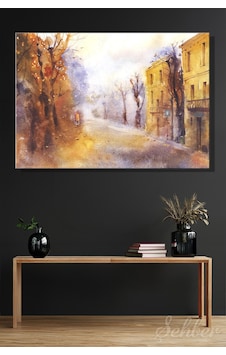Yatay Kanvas Tablo Tekli Ev Kafe Ofis Sonbahar Atmosferine Sahip Şehir Sokağı Betimlemesi 2807 Yatay Kanvas Tablo Tekli Ev Kafe Ofis Sonbahar Atmosferine Sahip Şehir Sokağı Betimlemesi 2807