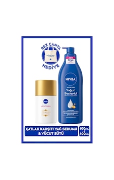 NIVEA Besleyici ve Nemlendirici Vücut Sütü 400 ML + Luminous630 Çatlak Karşıtı Vücut Bakım Yağ Serumu 100 ML + Çanta NIVEA Besleyici ve Nemlendirici Vücut Sütü 400 ML + Luminous630 Çatlak Karşıtı Vücut Bakım Yağ Serumu 100 ML + Çanta