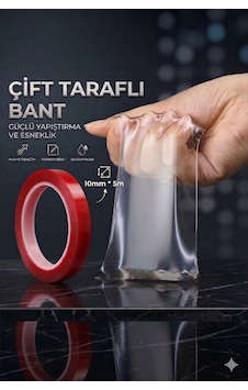 Çift Taraflı Şeffaf Silikon Bant Güçlü Yapıştırıcı Montaj Bandı 10mm X 5 Metre