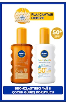 Sun Spf50 Çocuklar İçin Hassas Güneş Koruyucu Sprey 200 Ml ve Bronzlaştırıcı Güneş Yağı + Çanta Sun Spf50 Çocuklar İçin Hassas Güneş Koruyucu Sprey 200 Ml ve Bronzlaştırıcı Güneş Yağı + Çanta