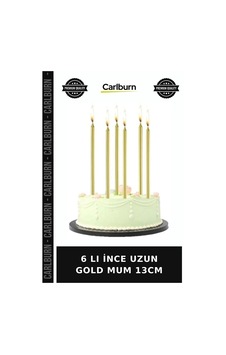Delux Serisi 6 Lı İnce Uzun Gold Mum 13cm Dekor Dekoratif Salon Çok Renkli