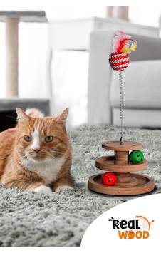 Realwood Ahşap Katlı Çok Amaçlı Kedi Oyuncağı