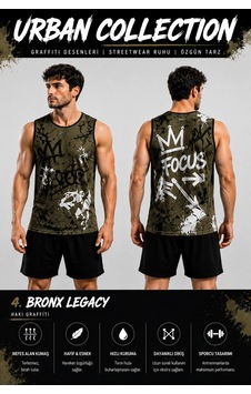 Beydex Erkek Nem Emici Hızlı Kuruma Urban Collection Sporcu Sıfır Kol T-shirt Gym Haki Beydex Erkek Nem Emici Hızlı Kuruma Urban Collection Sporcu Sıfır Kol T-shirt Gym Haki