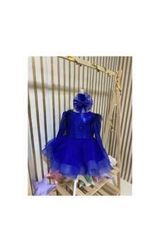 Hayy Baby Kids Wear Mavi Paletli Kabarık Tütü Elbise Hayy Baby Kids Wear Mavi Paletli Kabarık Tütü Elbise