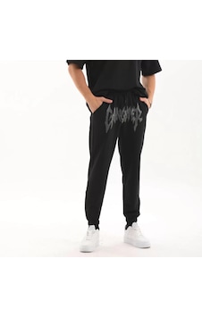 Modavra Unisex Taş Detaylı Eşofman Altı - Siyah 001 Modavra Unisex Taş Detaylı Eşofman Altı - Siyah 001