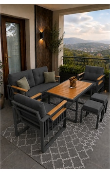 Rovena Esinti Balkon Takımı, Antrasit Bahçe Takımı 5+1 Masa 70x110 2 Lilü Koltuk 70x150 Tekli Koltuk 70x70 Rovena Esinti Balkon Takımı, Antrasit Bahçe Takımı 5+1 Masa 70x110 2 Lilü Koltuk 70x150 Tekli Koltuk 70x70