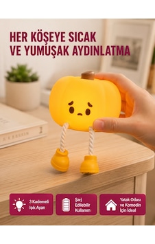 Pumpkin Led Night Light Dokunmatik Şarjlı Silikon Gece Lambası Yeni Nesil Açık Altın Pumpkin Led Night Light Dokunmatik Şarjlı Silikon Gece Lambası Yeni Nesil Açık Altın