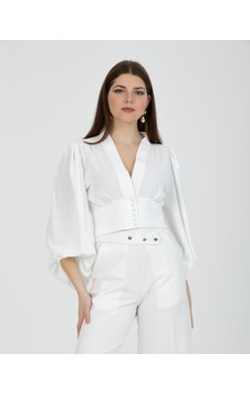Crop Bluz Beyaz 001