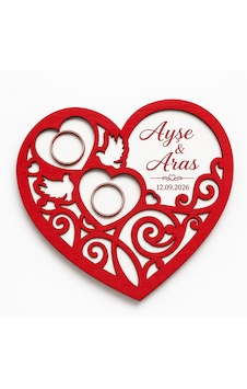 Ayşe & Aras Kişiye Özel Kalpli Yüzük Tepsisi İsim Ve Tarihli Ahşap Nişan Söz Yüzük Standı 15x13 Cm Beyaz & Kırmızı Ayşe & Aras Kişiye Özel Kalpli Yüzük Tepsisi İsim Ve Tarihli Ahşap Nişan Söz Yüzük Standı 15x13 Cm Beyaz & Kırmızı