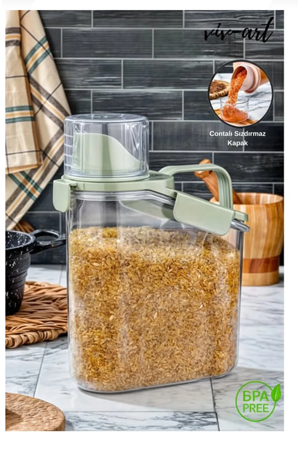 1.8 L Toz Deterjan Ve Bakliyat Saklama Kabı Mutfak Ve Banyo Düzenleyici Organizer Yeşil Şeffaf 1.8 L Toz Deterjan Ve Bakliyat Saklama Kabı Mutfak Ve Banyo Düzenleyici Organizer Yeşil Şeffaf