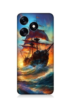 Tecno Spark 10 Uyumlu Kızıl Deniz Yelkenli Gemi Desenli Silikon Kılıf