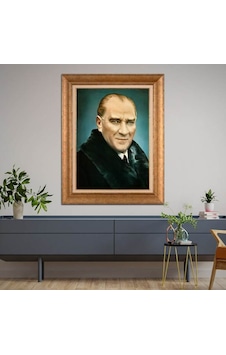 Altın Varaklı Çerçeveli Paspartulu Atatürk Tablo Hk2822 Altın Varaklı Çerçeveli Paspartulu Atatürk Tablo Hk2822