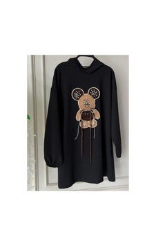 Çınar Boutique Tavşan Desenli Kapişonlu Sweetshirt-siyah - S Siyah Siyah Çınar Boutique Tavşan Desenli Kapişonlu Sweetshirt-siyah - S Siyah Siyah