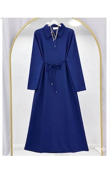 Lovie Moda Kadın Polo Yaka Bağcıklı Elbise - Lacivert Lovie Moda Kadın Polo Yaka Bağcıklı Elbise - Lacivert