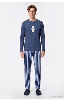 Ac&Co / Altınyıldız Classics Erkek Indıgo 2'li %100 Pamuk Yumuşak Dokulu Yan Cepli Çizgili Pijama Takımı İndigo Ac&Co / Altınyıldız Classics Erkek Indıgo 2'li %100 Pamuk Yumuşak Dokulu Yan Cepli Çizgili Pijama Takımı İndigo