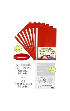 Telli Dosya Plastik A4 10 Lu Ve Poşet Dosya 50 Li 1 Paket Ekonomik Kaliteli Şeffaf Kapak Telli Dosya Okul Büro Ofis Kırmızı Telli Dosya Plastik A4 10 Lu Ve Poşet Dosya 50 Li 1 Paket Ekonomik Kaliteli Şeffaf Kapak Telli Dosya Okul Büro Ofis Kırmızı