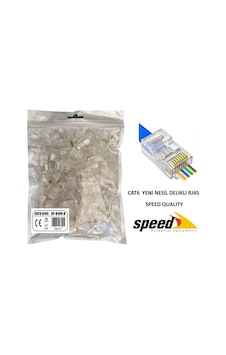 Speed Sp-u100-d Cat6 Yeni Nesil Delikli Ezrj45 Konnektör 100 Adet
