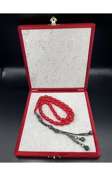 1000 Ayar Trabzon Kazaz Püsküllü Ateş Kehribar Tespih 8x12 Mm Gümüş 1000 Ayar Trabzon Kazaz Püsküllü Ateş Kehribar Tespih 8x12 Mm Gümüş