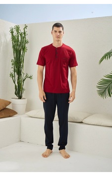Kocabey 2090 Erkek Midi Yaka Pijama Takım Bordo Kocabey 2090 Erkek Midi Yaka Pijama Takım Bordo