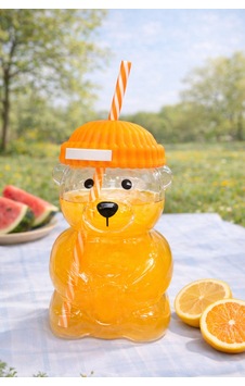 Bearista Ayıcık Pipetli Borosilikat Bardak 580 Ml Buzlu Kahve & Soğuk İçecek Turuncu Bearista Ayıcık Pipetli Borosilikat Bardak 580 Ml Buzlu Kahve & Soğuk İçecek Turuncu