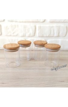 Bambu Vakum Kapaklı Mini Cam Kavanoz Seti 4 Lü Set 6 Cm X 8.5Cm Bambu Vakum Kapaklı Mini Cam Kavanoz Seti 4 Lü Set 6 Cm X 8.5Cm