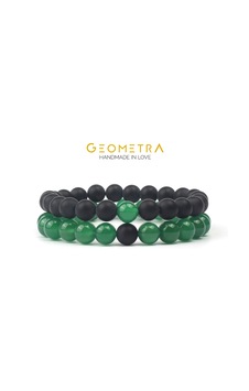 Geometra Concept Yeşil Akik Oniks Ruheşi Doğaltaş Bileklik Çok Renkli