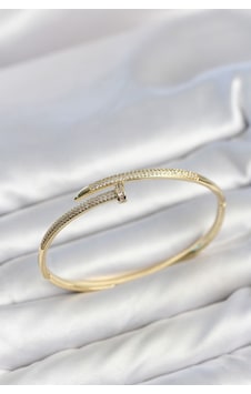 Zarif Bilekler İçin Golden Pirinç Zirkonlu Çivi Stil Kadın Kelepçe Bileklik Bakır 67896352 Zarif Bilekler İçin Golden Pirinç Zirkonlu Çivi Stil Kadın Kelepçe Bileklik Bakır 67896352