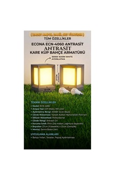 2 Adet Ecn-4060 Antrasit Dekoratif Kare Küp Set Üstü Abs Bahçe Aydınlatma Armatürü Set Üstü Dekoratif Aplik,baba Üstü,9w Led Ampul Dahil 3000k 2 Adet Ecn-4060 Antrasit Dekoratif Kare Küp Set Üstü Abs Bahçe Aydınlatma Armatürü Set Üstü Dekoratif Aplik,baba Üstü,9w Led Ampul Dahil 3000k