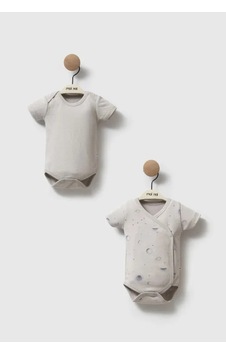 Moi Noi Baby Moi Noi Uzak 2li Kısa Kol Body Mnb7169 Gri