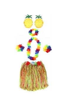 Yetişkin Ve Çocuk Uyumlu Luau Aloha Hawaii Rengarenk 40 Cm Etek Ananas Şekilli Gözlük Hawaii Kolye Renkli Taç Ve 2 Adet Bileklik Seti Çok renkli Yetişkin Ve Çocuk Uyumlu Luau Aloha Hawaii Rengarenk 40 Cm Etek Ananas Şekilli Gözlük Hawaii Kolye Renkli Taç Ve 2 Adet Bileklik Seti Çok renkli