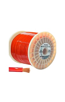 4ga Oto Anfi Tesisat Kablosu Silikon 30mt Kırmızı Poke Pk-1352